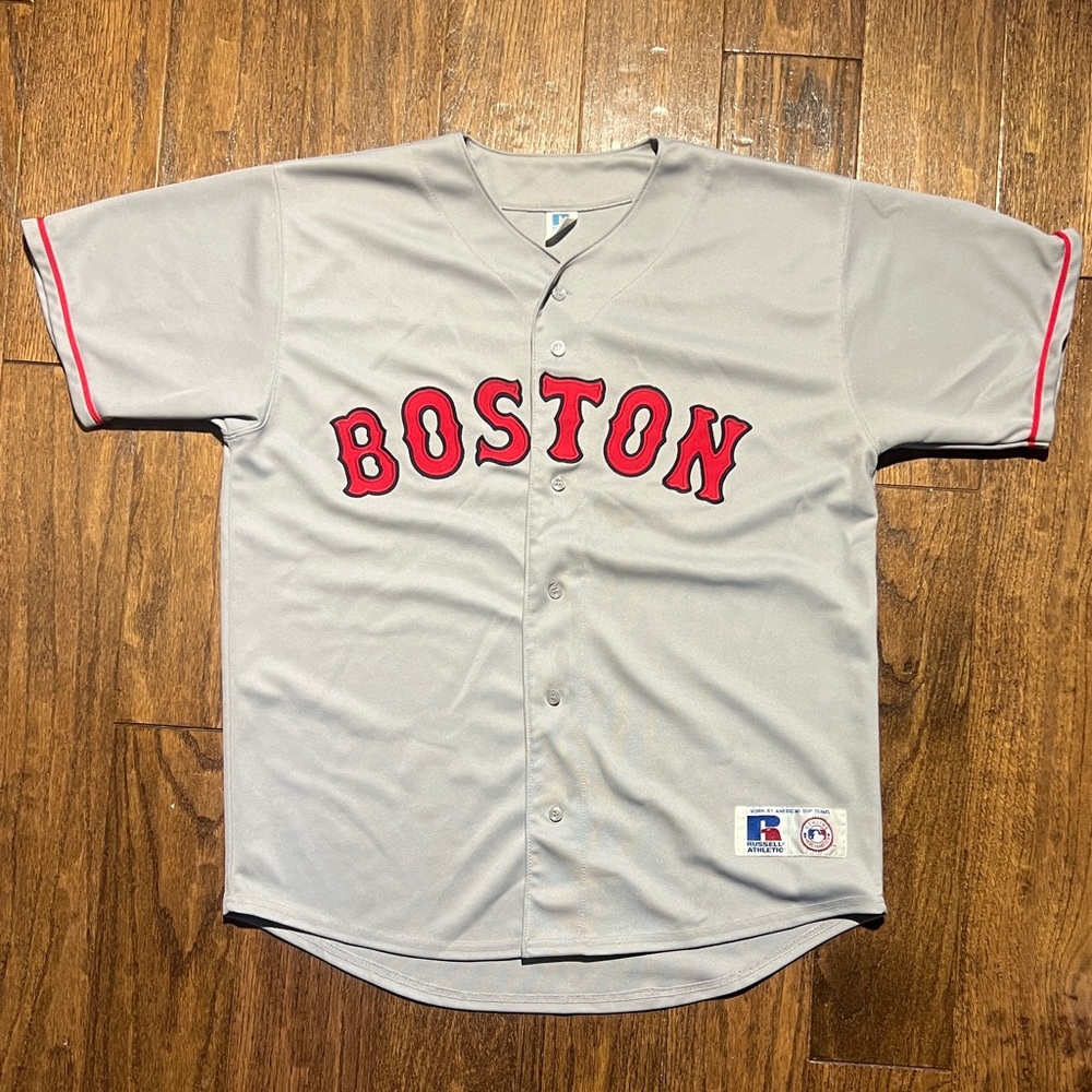 VINTAGE Russell Athletic Boston Red Sox Gray Baseball MLB Jersey